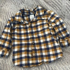 Carter's Blue and Brown Button Down Shirt Plaid Design
